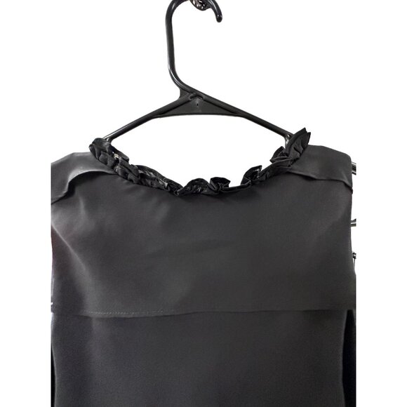 ✌️ 2/$40 ✌️ Black Mid-length Layered Chiffon, Jeweled Scoop Neckline Dress sz 10 - Picture 5 of 6